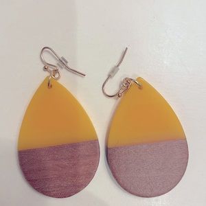 Earrings. Yellow and light wood.